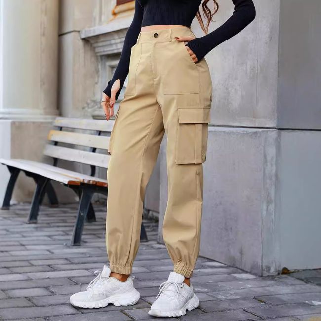 High Waist Cargo Jogger Damen in Grün