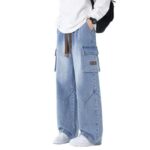 Weite Stretch Cargo Jeans Herren in Blau
