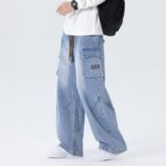 Weite Stretch Cargo Jeans Herren in Blau