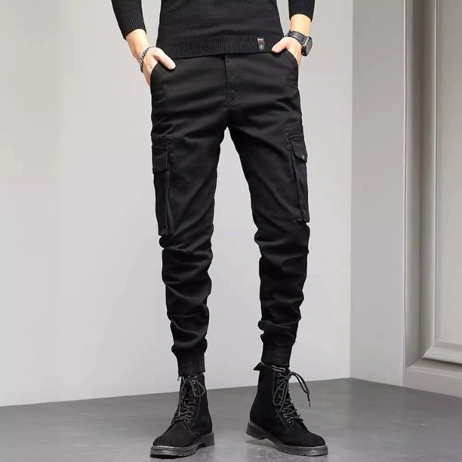 Streetwear Cargo Jeans Herren in Schwarz