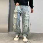 Cargo Jeans Herren mit Riemen in Blau