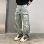 Cargo Jeans Herren mit Riemen in Blau