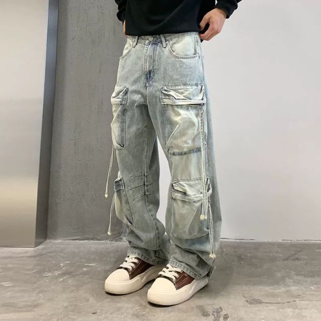 Cargo Jeans Herren mit Riemen in Blau