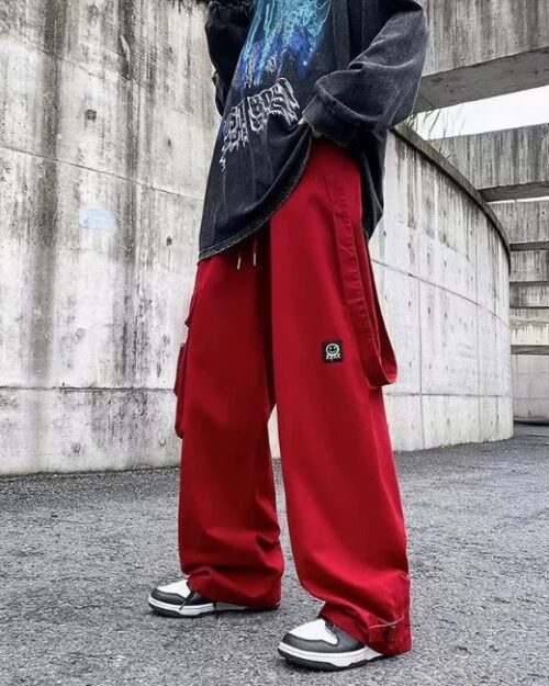 Rote Streetwear Cargohose Herren