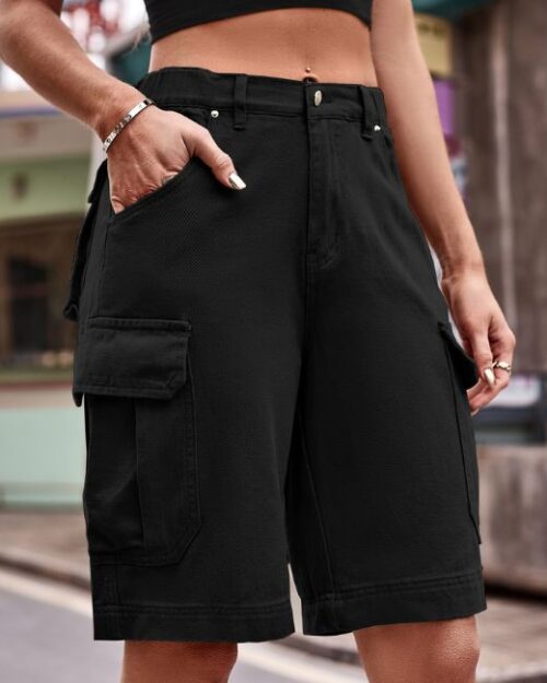 Cargo Shorts Damen Schwarz