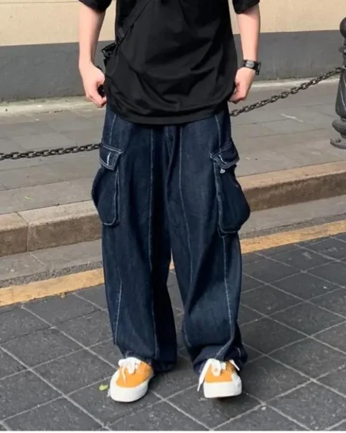 Baggy Cargo Jeans Herren Blau