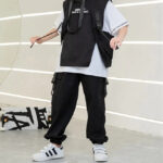 Schwarze Cargohose Kinder mit Riemen