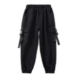 Schwarze Cargohose Kinder mit Riemen