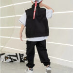 Schwarze Cargohose Kinder mit Riemen