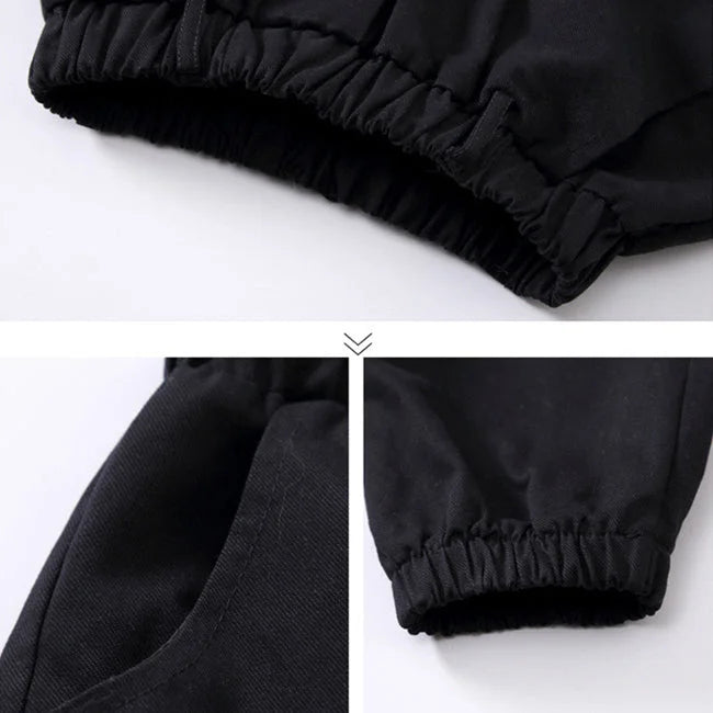 Schwarze Cargohose Kinder mit Riemen