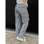 Graue Cargohose Damen Straight Fit