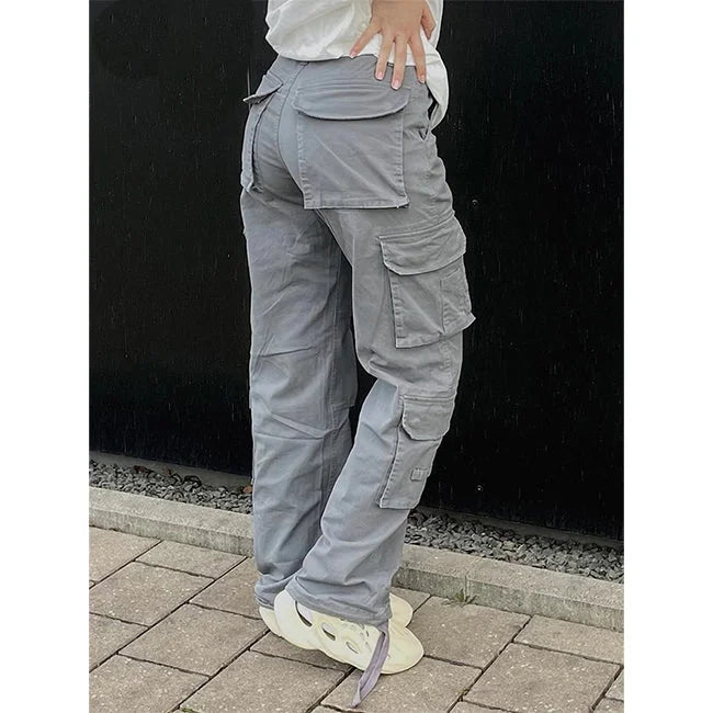 Graue Cargohose Damen Straight Fit