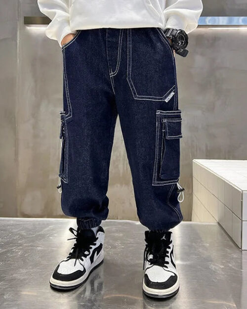 Cargo Jeans Jungen Blau