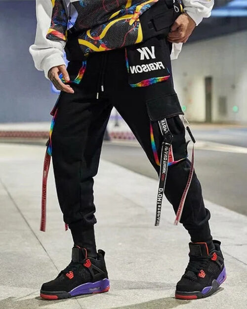 Schwarze Multicolor Cargohose Herren