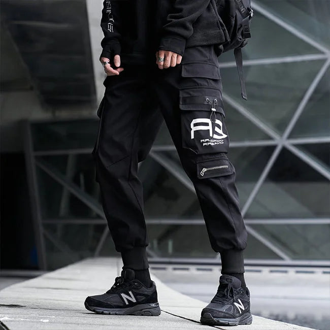 ffddf.jpg Cargohose Herren mit elastischen Bündchen in Schwarz