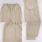 Beige Cargo Jeans Damen Flared