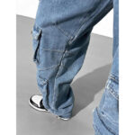 Cargo Jeans Damen Blau Washed