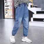Washed Cargo Jeans Mädchen Blau