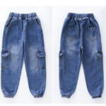 Washed Cargo Jeans Mädchen Blau