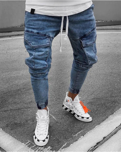 Blaue Cargo Jeans Herren Slim Fit