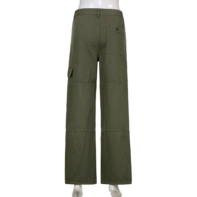 Cargo Jeans Damen Khaki Wide Leg