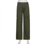 Cargo Jeans Damen Khaki Wide Leg