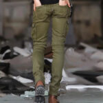Skinny Cargo Jeans Herren Khaki