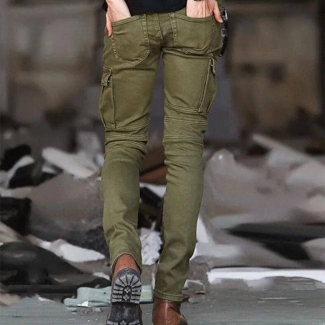 Skinny Cargo Jeans Herren Khaki