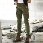 Skinny Cargo Jeans Herren Khaki