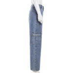 Weite Cargo Jeans Damen Blau
