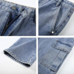 Weite Cargo Jeans Damen Blau
