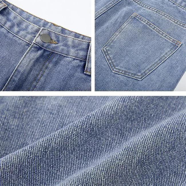 Weite Cargo Jeans Damen Blau