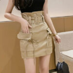 High-Waist Cargo Rock für Damen in Beige