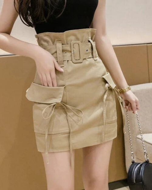 High-Waist Cargo Rock für Damen in Beige