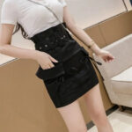 High-Waist Cargo Rock für Damen in Schwarz