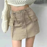 Kurzer Cargo Rock für Damen in Beige
