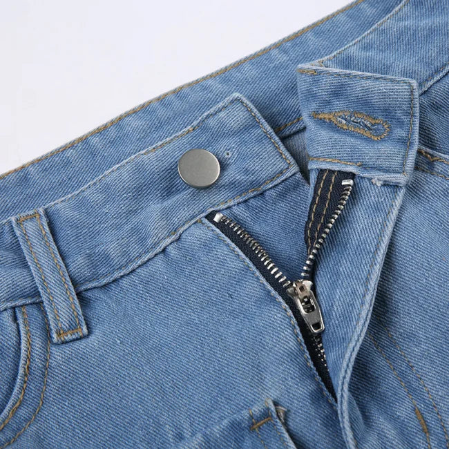 Mini Cargo Jeans Rock für Damen in Blau