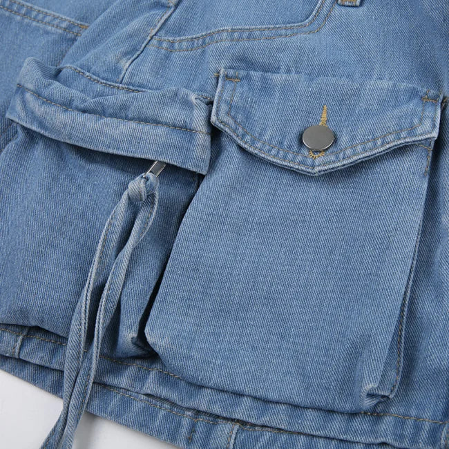 Mini Cargo Jeans Rock für Damen in Blau