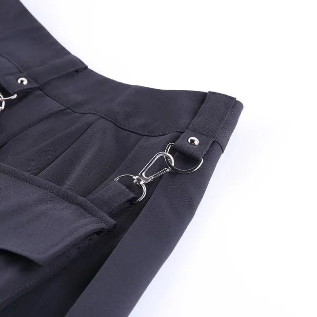 Schwarzer Gothic Cargo Rock für Damen