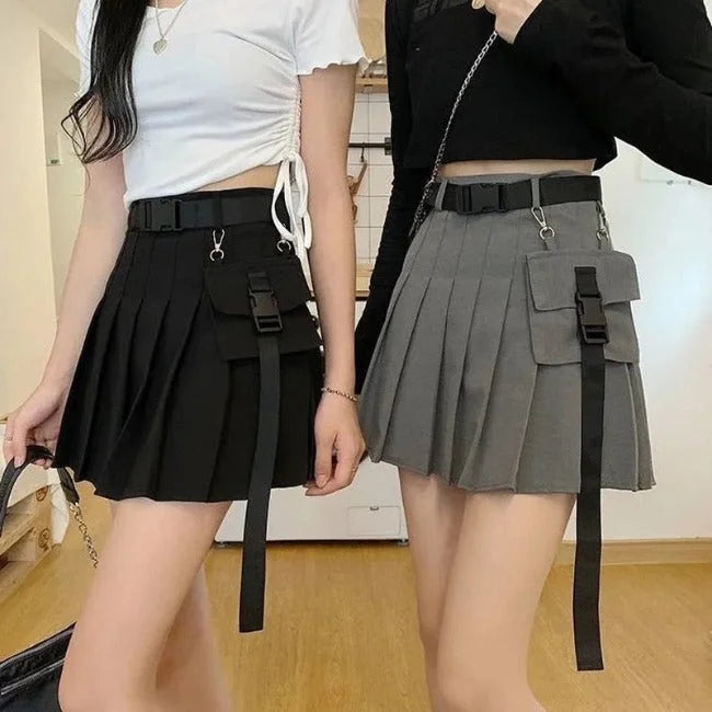 Plissierter Cargo Rock für Damen mit Tasche