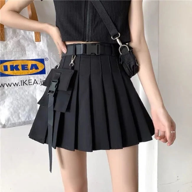 Plissierter Cargo Rock für Damen mit Tasche