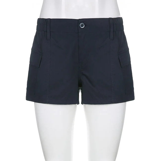 Mini Cargo Shorts Damen Blau