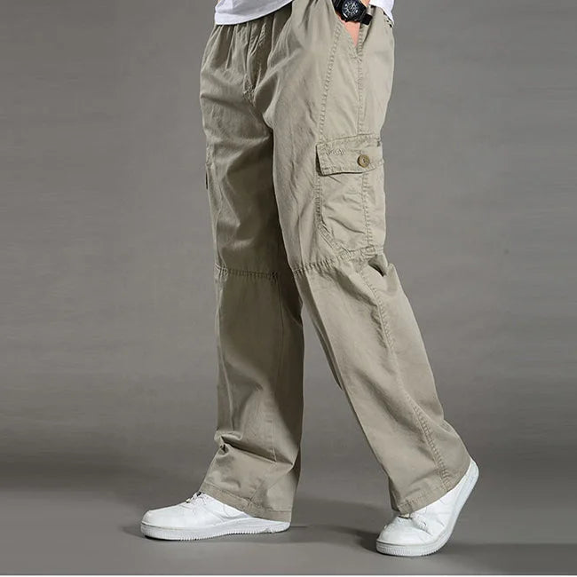 Weite Cargohose Herren Grau Beige