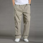 Weite Cargohose Herren Grau Beige