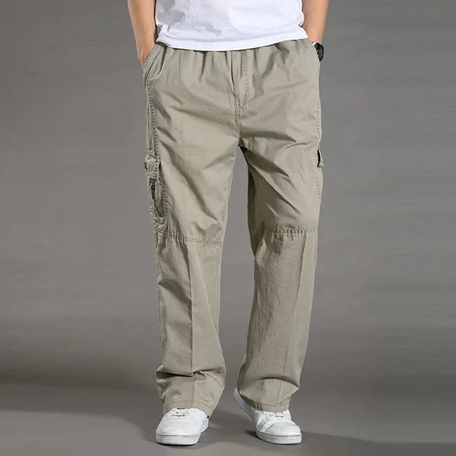 Weite Cargohose Herren Grau Beige