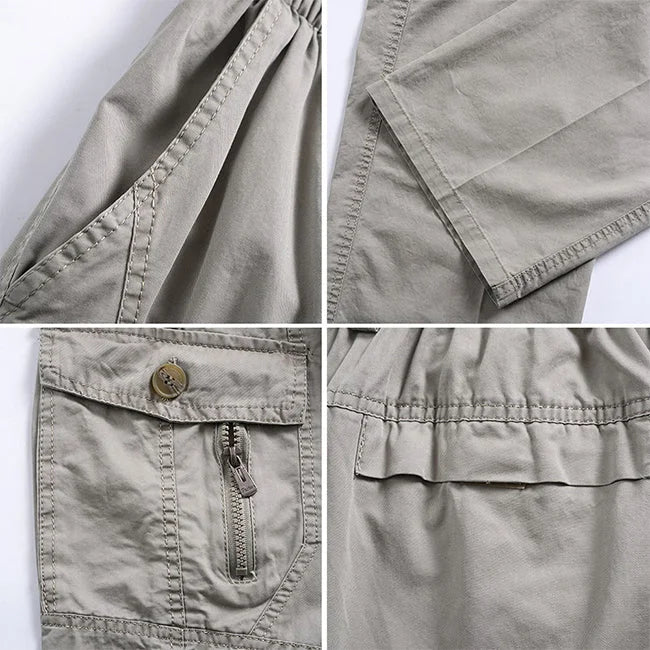 Weite Cargohose Herren Grau Beige