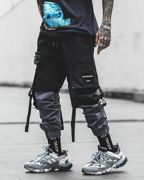 Schwarze Cargohose Herren mit Riemen