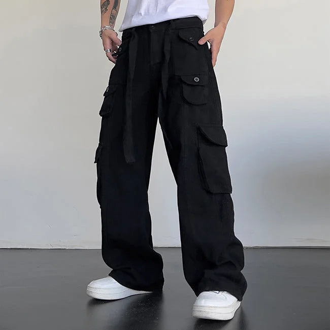 pantalon-cargo-coupe-large-homme-511.jpg Wide Leg Cargohose Herren in Schwarz