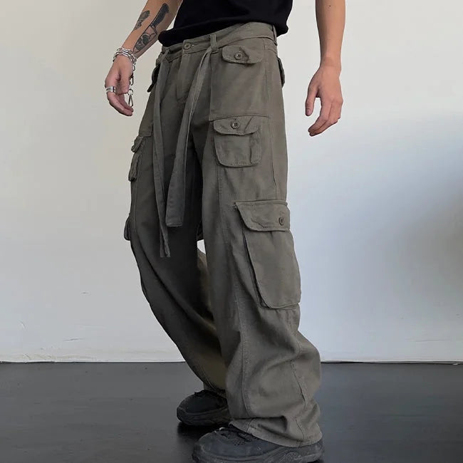 Wide Leg Cargohose Herren in Grau
