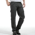 Cargohose Herren Straight Fit mit runden Taschen in Grau